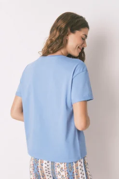 Camiseta azul 100% algodón