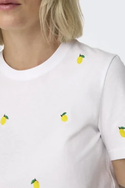 Camiseta de manga corta detalle bordados