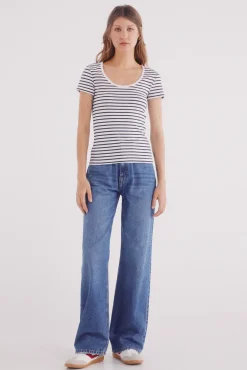 Camiseta escote redondo canalé