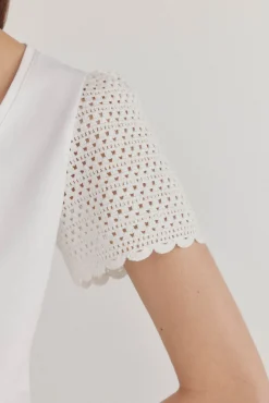 Camiseta lisa manga crochet