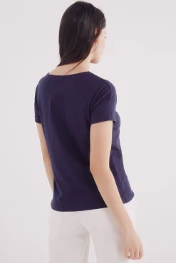Camiseta lisa manga vuelta botones hombro