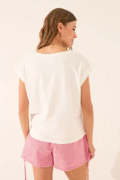 Camiseta manga corta 100% algodón blanco Snoopy