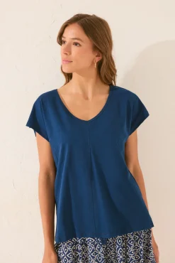 Camiseta manga corta brillo azul