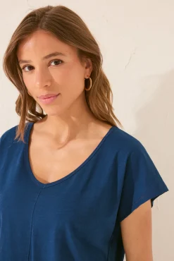 Camiseta manga corta brillo azul