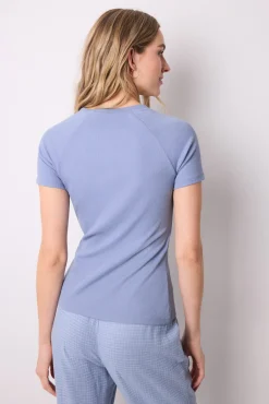 Camiseta manga corta canalé azul
