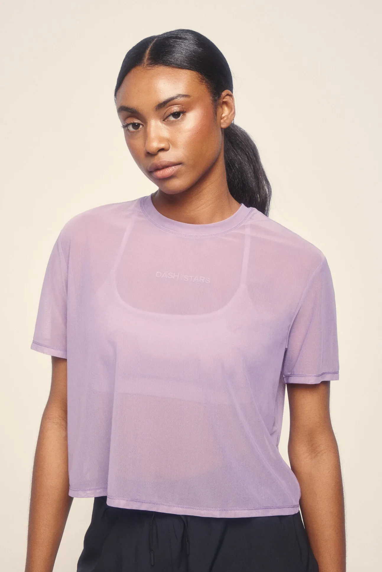 Camiseta manga corta mesh lila
