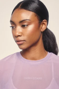 Camiseta manga corta mesh lila