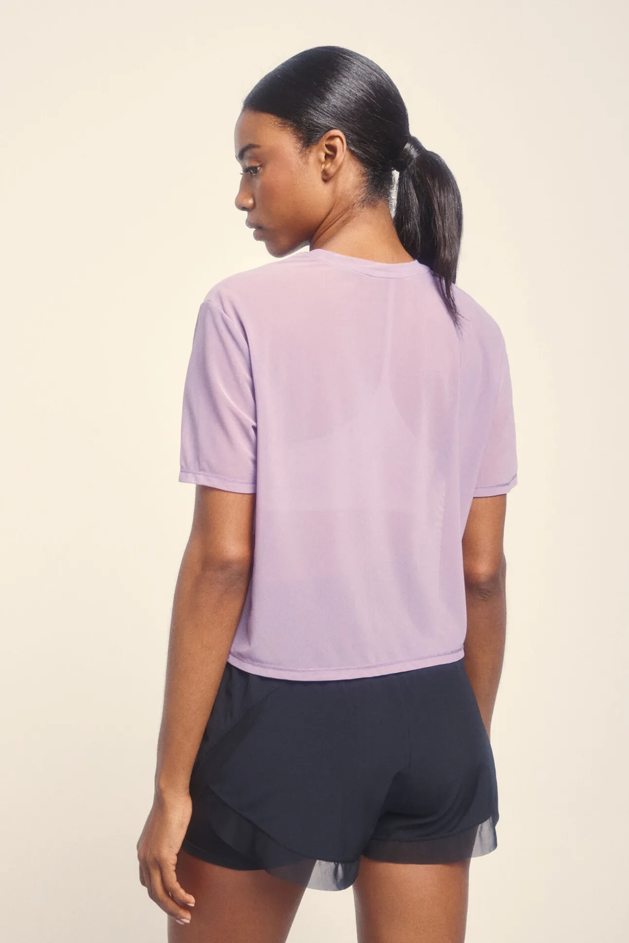 Camiseta manga corta mesh lila