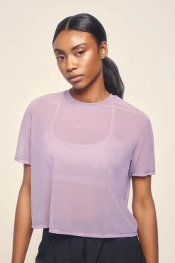 Camiseta manga corta mesh lila