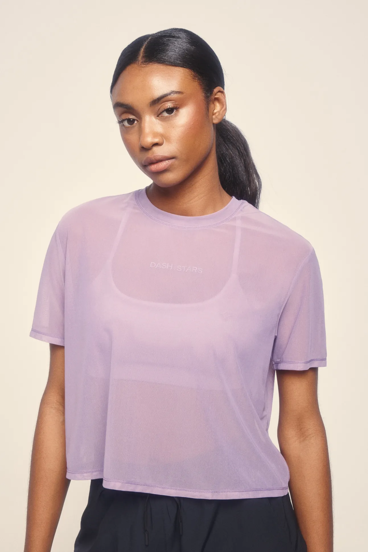 Camiseta manga corta mesh lila
