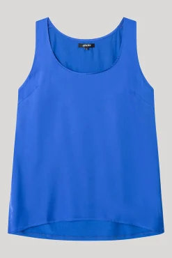 Camiseta pijama tirantes tejido satinado azul