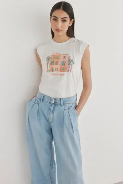 Camiseta sin mangas estampado posicional