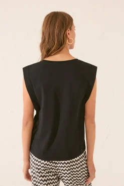 Camiseta sin tirantes 100% algodón negro