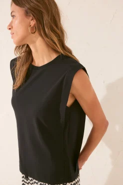 Camiseta sin tirantes 100% algodón negro