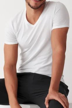 Camiseta termal de hombre cuello pico manga corta
