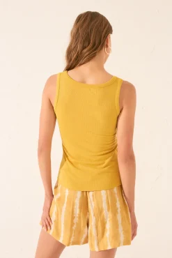 Camiseta tirantes canalé lurex dorado