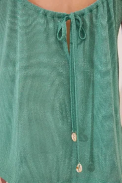 Camiseta tirantes canalé verde