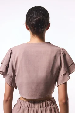 Camiseta top lazo marrón