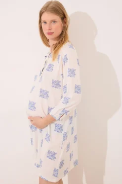 Camisón corto "maternity" blanco estampado boho