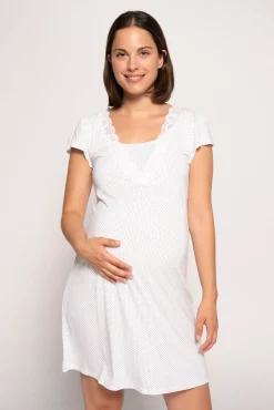 Camisón de lactancia con manga corta y lunares