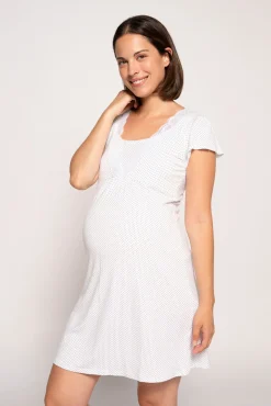 Camisón de lactancia con manga corta y lunares