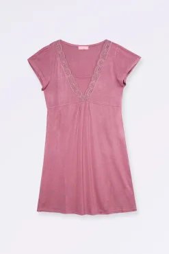 Camisón de lactancia manga corta con encaje