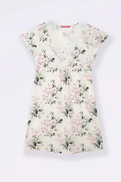 Camisón lactancia manga corta de flores