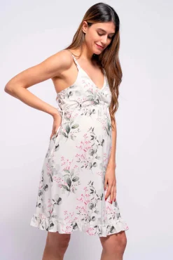 Camisón lactancia tirantes de flores