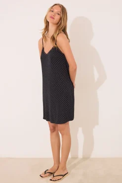 Camisón midi lunares negro