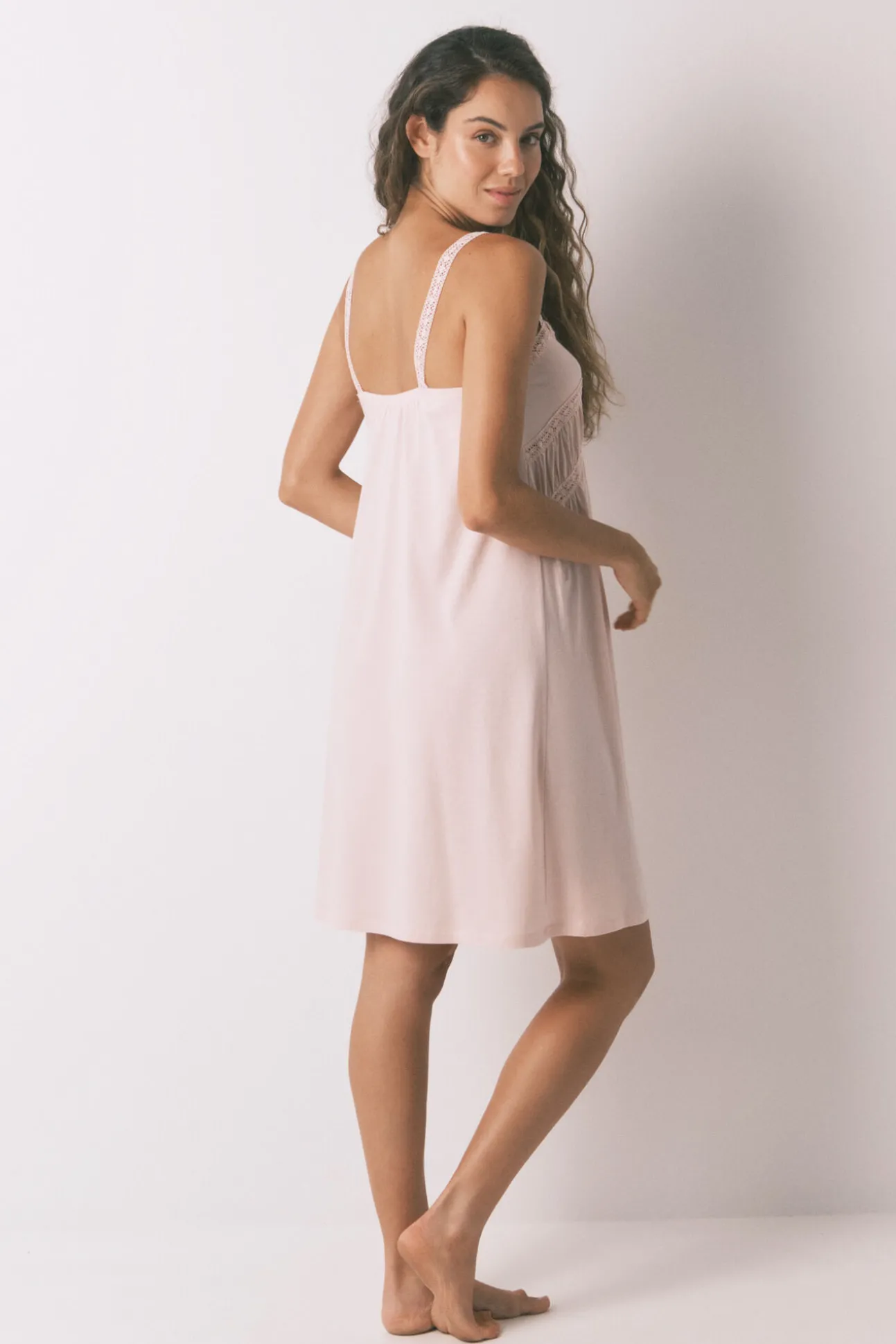 Camisón midi "maternity" algodón rosa