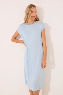 Camisón midi viscosa brillos azul