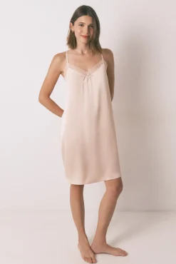 Camisón satén encaje naranja