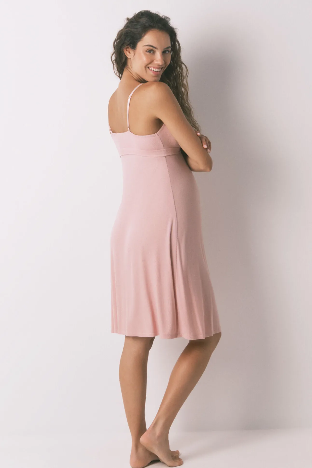 Camisón técnico "maternity" canalé rosa