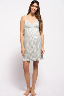 Camisón tirantes estampado vichy lactancia