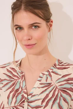 Camisola corta estampado hojas