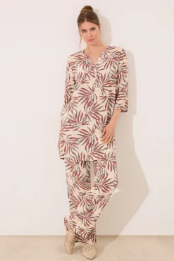 Camisola corta estampado hojas