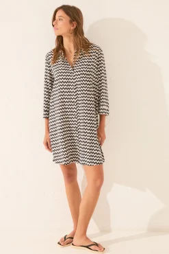 Camisola corta estampado zig zag