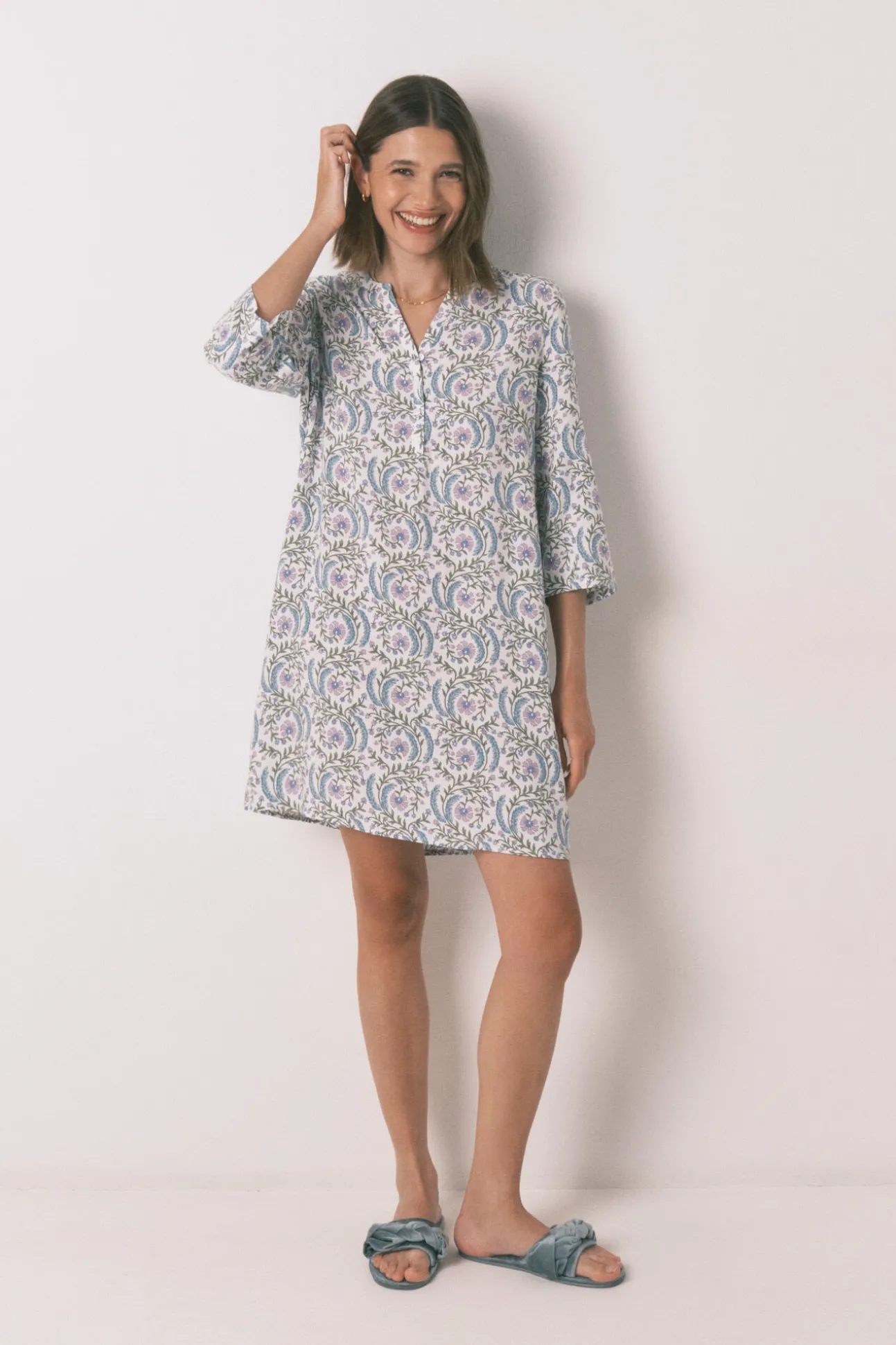 Camisola manga 3/4 floral verde