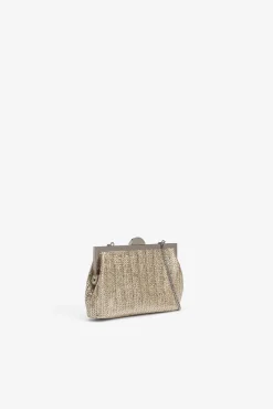 Cartera de mano efecto paja metálica