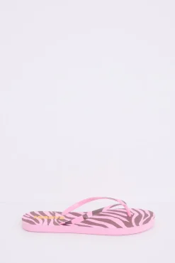 Chanclas print cebra rosa logo