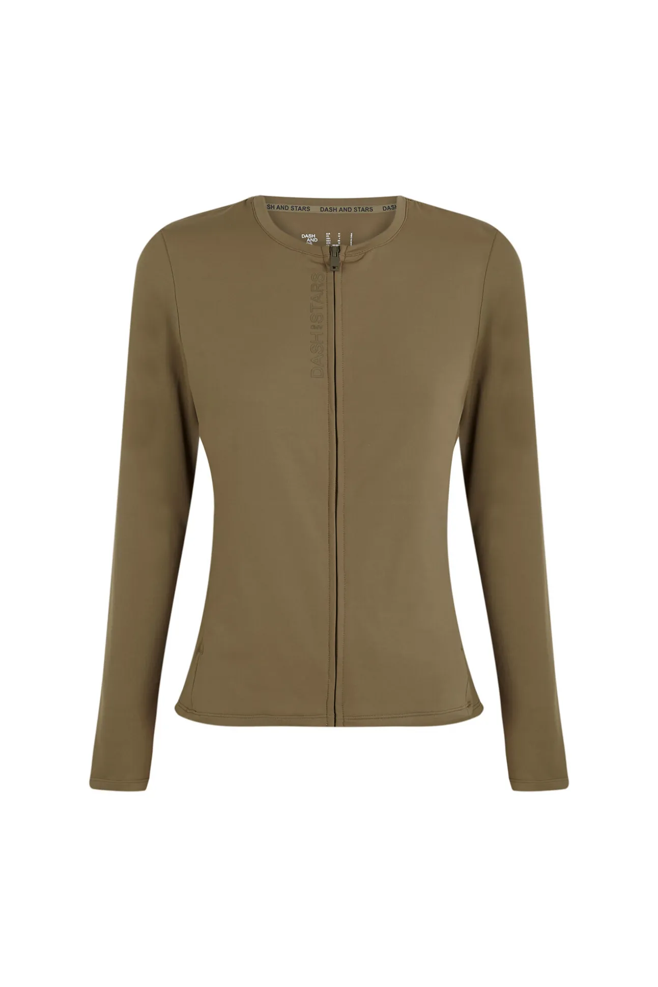 Chaqueta entallada cremallera caqui