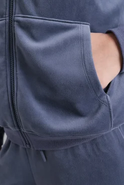 Chaqueta terciopelo cremallera azul