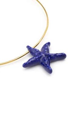 Choker Starfish Blue Acero Baño Oro