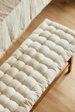 Cojín de banco de algodón beige lavable Gavema