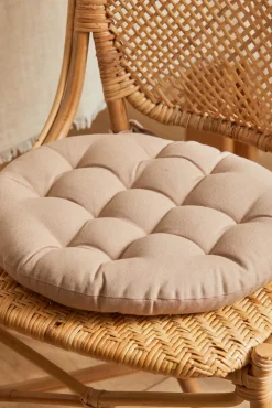 Cojín para silla redondo lavable de algodón piedra Gavema