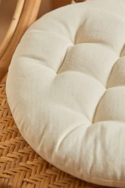 Cojín para silla redondo lavable de algodón beige Gavema