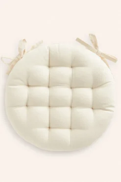 Cojín para silla redondo lavable de algodón beige Gavema