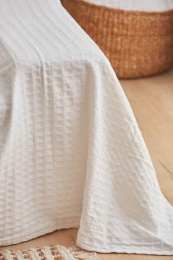 Colcha de algodón nido de abeja blanco Panal