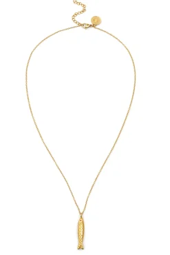 Collar Aqua Fish Acero Baño Oro