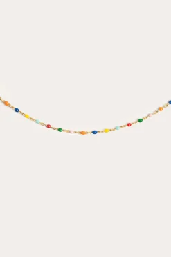 Collar Dots Colors Enamel Plata Baño Oro